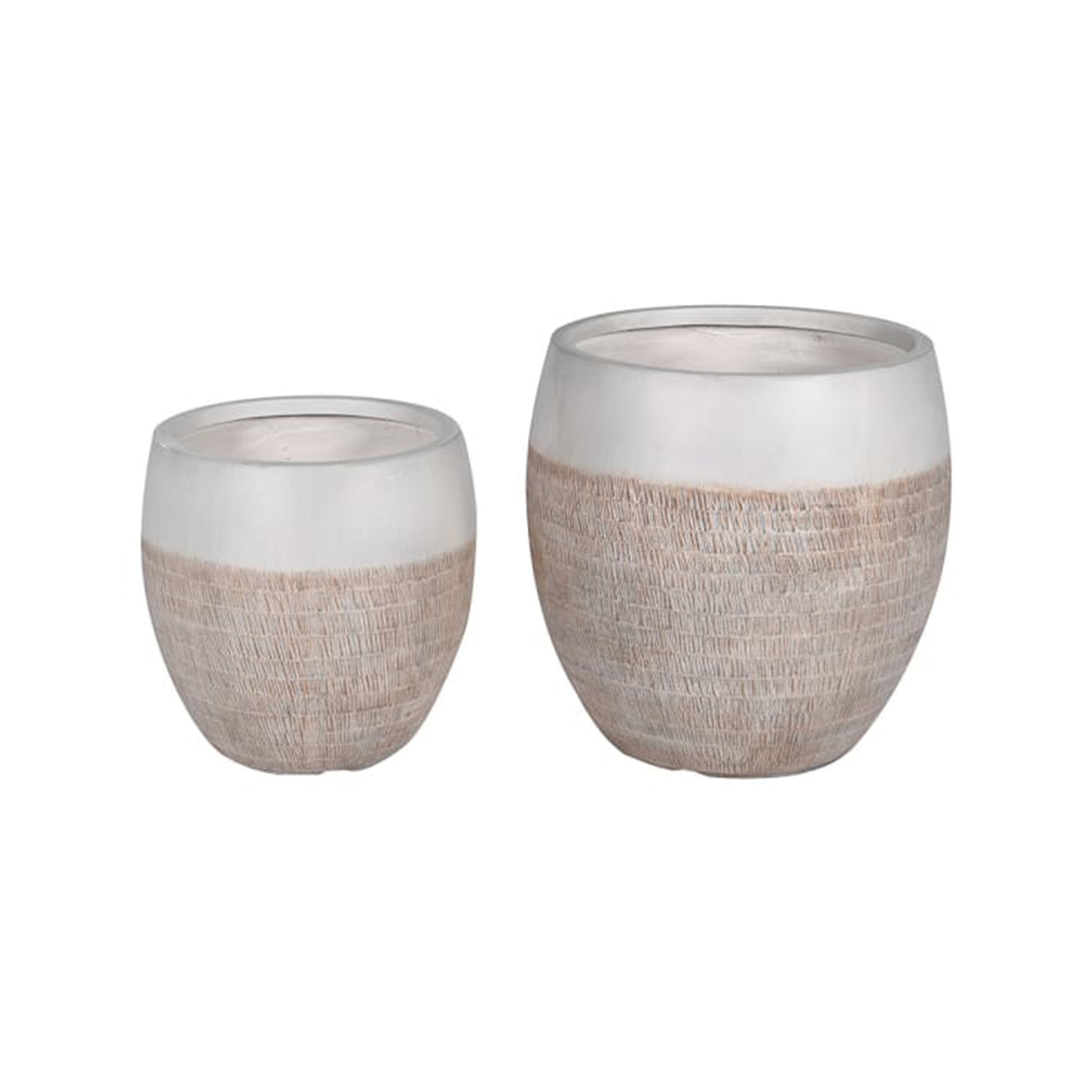 Natural Tones Textured Planters - Set of 2